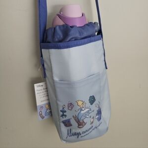 Alice in Wonderland Light Blue Crossbody  Water Bottle Bag With Phone Pocket NWT